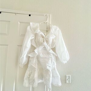 cut out white mini dress